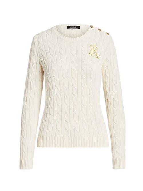 Maglia in cotone a trecce LAUREN RALPH LAUREN | MONTIVA-LONG SLEEVE-PULLOVER.MASCARPONE CREAM